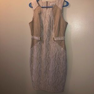 Calvin Klein Tan and white Dress Size 8 work once